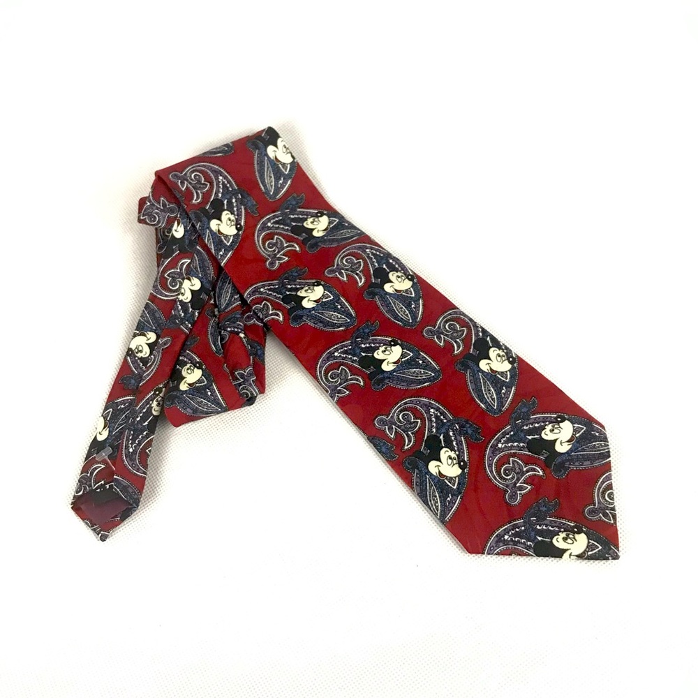 DISNEY Mickey Mouse Mens Neck  Casual Tie Red Multicolor